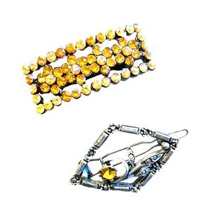 Coral Tone Crystal Barrette Duo